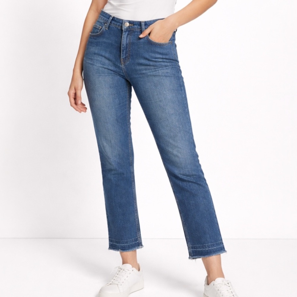 Current Elliott The Cropped Straight Jeans Stagecoach Released Hem Blue Size 29